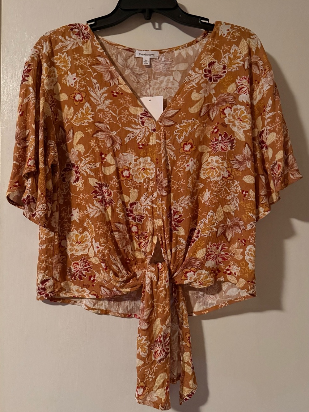 THREAD & CLOVER Floral Breezy Tie-front Blouse.
